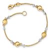 Image 1 : 14k Gold Two-tone Textured Beaded Bracelet