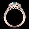 Image 3 : 1.81 ctw Intense Blue Diamond Art Deco 3 Stone Ring 18k Rose Gold