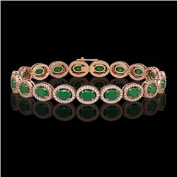 15.2 ctw Emerald & Diamond Micro Pave Halo Bracelet 10k Rose Gold