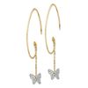 Image 2 : 14k Two-tone Cubic Zirconia Butterfly Dangle Earrings