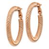 Image 2 : 14k Rose Gold Twisted Round Omega Back Hoop Earrings - 25 mm