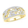 Image 1 : 10kt Yellow Gold Round Diamond Filigree Band Ring 1/3 Cttw