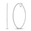 Image 1 : 10kt White Gold Round Diamond Large Hoop Earrings 1/2 Cttw