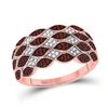 Image 1 : 10kt Rose Gold Round Red Color Enhanced Diamond Band Ring 1/3 Cttw