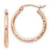 Image 1 : 14k Rose Gold Diamond Cut Polished Hoop Earrings