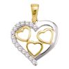 Image 1 : 10kt Yellow Gold Round Diamond Two-tone Nested Heart Pendant 1/5 Cttw