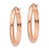 Image 2 : 14k Rose Gold Half-Round Oval Hoop Earrings