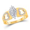 Image 1 : 10kt Yellow Gold Round Diamond Double Heart Cluster Ring 1/8 Cttw