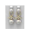 Image 1 : 1.3 ctw Pearl & Diamond Earrings 18K Yellow Gold