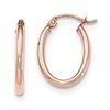 Image 2 : 14k Rose Gold Oval Hoop Earrings