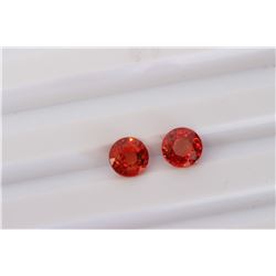 2.96ct Round Shape Orange Sapphire Match Pair Dimension 6.4x3.8