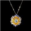 Image 2 : 8.75ct Blue Sapphire / 7.34ct Yellow Sapphire 14K Yellow Gold Pendant
