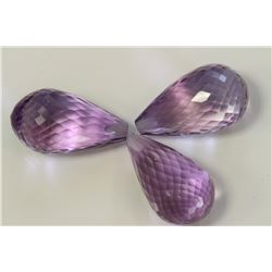 23.91ct Drop Shape Amethyst 3 pcs