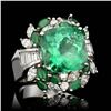 Image 1 : 6.43CT NATURAL COLOMBIAN EMERALD 18K WHITE GOLD RING