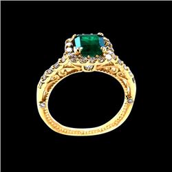 0.97CT NATURAL COLOMBIAN EMERALD 14K Y/G RING