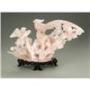Image 2 : A Carved Rose Quartz Group of Birds A Carved Rose Quartz Group of Birds