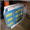 Image 1 : 4 FOLDING WHITE STRIPED PATIO CHAIRS