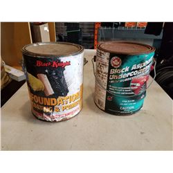 CAN OF COATING AND PRIMER W/ CAN OF BLACK RUBBER ASPHALT