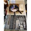 Image 1 : 18 PIECE BBQ SET AND TFAL PAN, KNIFE BLOCK