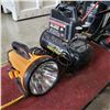 Image 1 : TEAM MECHANICAL 2 GALLON AIR COMPRESSOR AND 10 MILLTION CANDLE POWER SPOTLIGHT