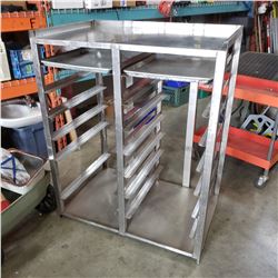 ALUMINUM COMMERCIAL BAKERS DOUBLE RACK AND 2 TRAYS