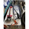 Image 1 : GARDEN TOOLS, ELECTRIC WEEDEATER, POLE PRUNER, AND SHOPPING CART