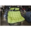 Image 2 : BRAND NEW OUTDOOR RATTAN FOLDABLE DOUBLE HANGING CHAIR W/ LIME GREEN CUSHIONS - RETAIL $1549 RATED F