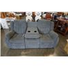 Image 2 : BRAND NEW 3 PIECE FABRIC RECLINING SOFA SET. ROCKER RECLINER, AND SOFA W/ FLIP DOWN CONSOLE - RETAIL