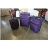 Image 2 : 3 PIECE PUPLE RICARDO LUGGAGE SET