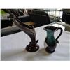 Image 2 : CRYSTAL FOOTED DISH, VASE, ICE BUCKET, BLUE MOUNTAIN POTTERY PITCHER AND VASE