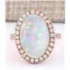 Image 1 : 7.92 CTW Natural Opal And Diamond Ring In 14k Rose Gold