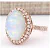 Image 2 : 7.92 CTW Natural Opal And Diamond Ring In 14k Rose Gold