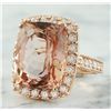 Image 2 : 14.90 CTW Morganite 18K Rose Gold Diamond Ring