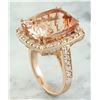 Image 4 : 14.90 CTW Morganite 18K Rose Gold Diamond Ring