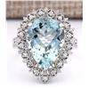 Image 1 : 7.81 CTW Natural Aquamarine And Diamond Ring In 18K White Gold