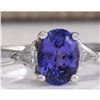 Image 1 : 2.55 CTW Natural Blue Tanzanite And Diamond Ring In 14K White Gold
