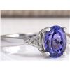 Image 2 : 2.55 CTW Natural Blue Tanzanite And Diamond Ring In 14K White Gold