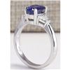 Image 3 : 2.55 CTW Natural Blue Tanzanite And Diamond Ring In 14K White Gold