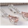 Image 2 : 6.25 CTW Natural Morganite And Diamond Earrings 18K Solid White Gold