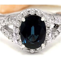 2.80 CTW Natural Sapphire 14K Solid White Gold Diamond Ring