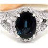 Image 1 : 2.80 CTW Natural Sapphire 14K Solid White Gold Diamond Ring