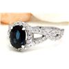 Image 2 : 2.80 CTW Natural Sapphire 14K Solid White Gold Diamond Ring