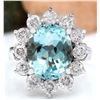 Image 1 : 4.96 CTW Natural Aquamarine 14K Solid White Gold Diamond Ring