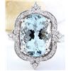 Image 1 : 7.48 CTW Natural Aquamarine 18K Solid White Gold Diamond Ring