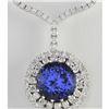 Image 1 : 22.09 CTW Natural Tanzanite And Diamond Necklace In 18K White Gold