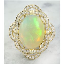 7.05 CTW Opal 18K Yellow Gold Diamond Ring