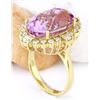 Image 4 : 14.90 CTW Natural Kunzite 14K Solid Yellow Gold Diamond Ring