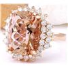 Image 2 : 9.38 CTW Natural Morganite 18K Solid Rose Gold Diamond Ring