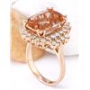 Image 4 : 9.38 CTW Natural Morganite 18K Solid Rose Gold Diamond Ring