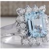 Image 2 : 4.39 CTW Natural Aquamarine And Diamond Ring In 14K White Gold